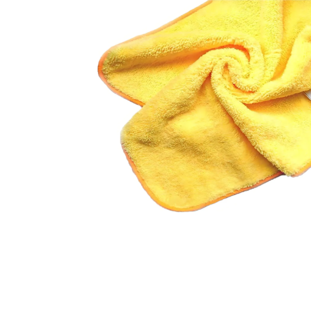 TOALHA 40X60 AMARELA COM COSTURA LARANJA AUTO 350GSM JS - Imagem 4