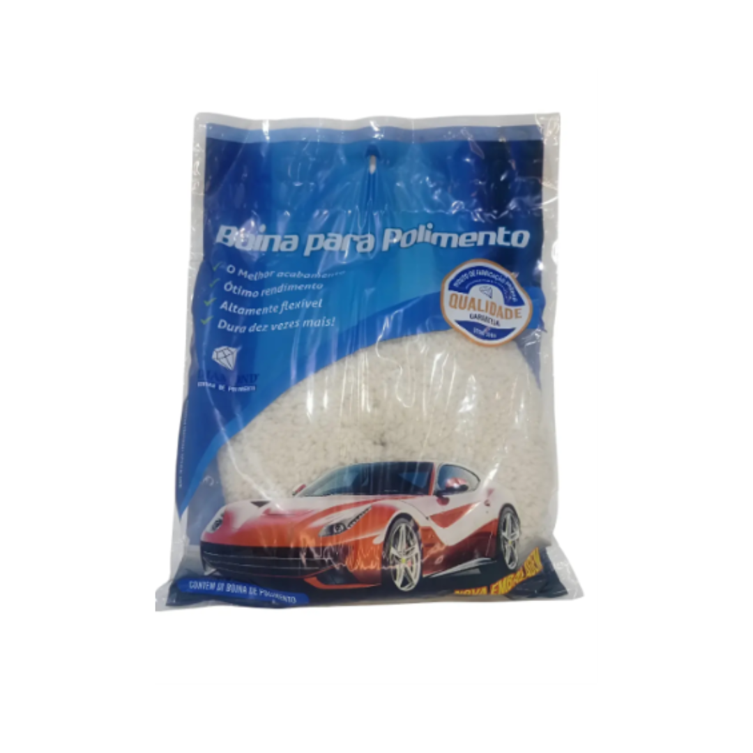 Boina Dupla Face Lã Branca 8" Diamond Lustro e Acabamento Automotivo